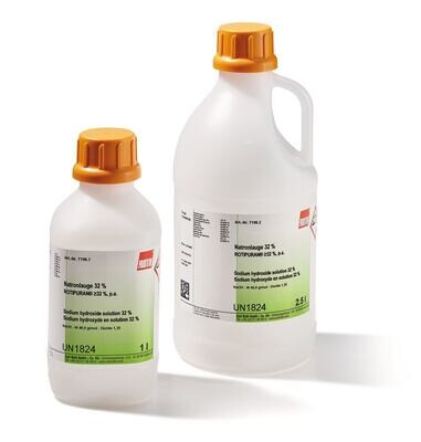 Sodium hydroxide solution, ROTIPURAN® min. 32%, pa, 25 l, plastic packaging.