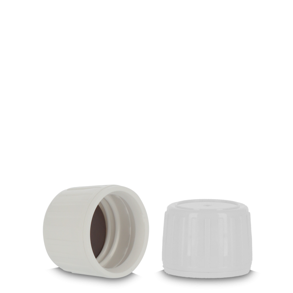 Chiusura antimanomissione HDPE bianco PP 28 - con inserto in PTFE