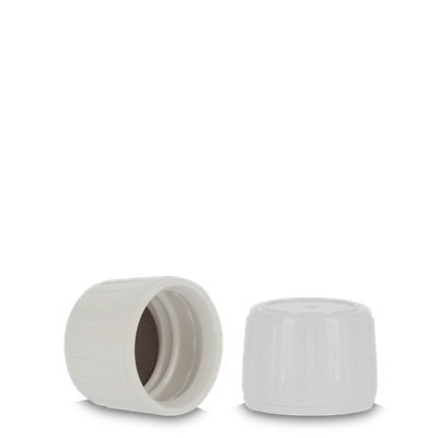 Chiusura antimanomissione HDPE bianco PP 28 - con inserto in PTFE