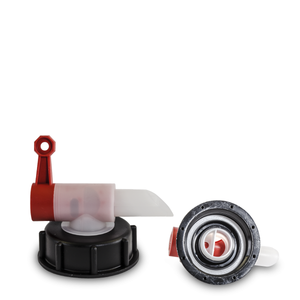 Outlet tap - dosing tap - red - RD 61 thread