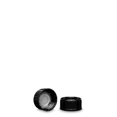 Tapón de rosca PP negro GL 28 - con inserto de LDPE