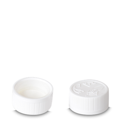 Push &amp; turn closure white PP thread 28 - with EPE foam insert
