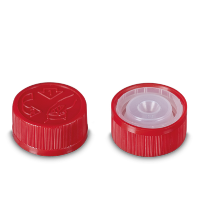 Cierre push &amp; turn HDPE rojo 28