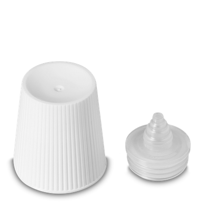 Measuring cup closure - white - PP - thread 25 - with syringe insert