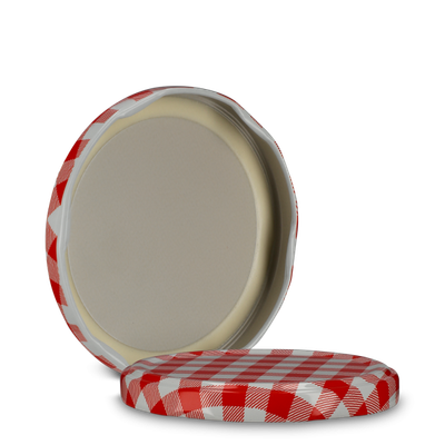 Coperchio twist-off in banda stagnata bianco/rosso TO 82