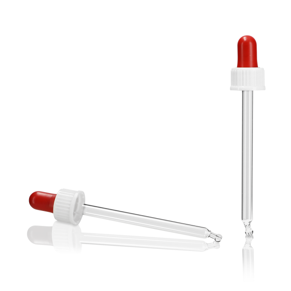 Pipette cap - white - glass - GL 18 - for 100ml dropper bottle