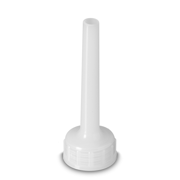 Open spout - HDPE - natural - for thread 25 - approx. 8 cm long - without retaining strap