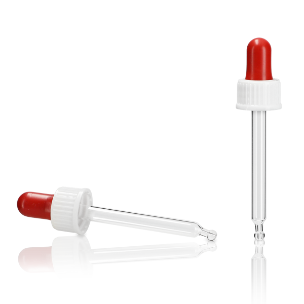 Pipette cap - white - glass - GL 18 - for 30ml dropper bottle
