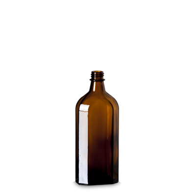 250 ml Meplatflasche Glas braun GL 22 meplat