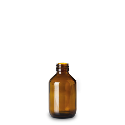 Flacone per medicinali da 150 ml in vetro marrone PP 28 rotondo