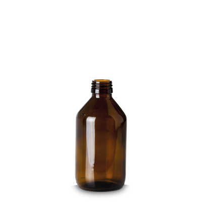 250 ml Medizinflasche Glas braun PP 28 rund