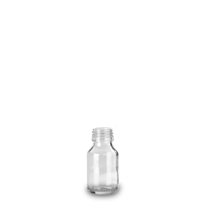 Frasco de medicina de 50 ml vidrio transparente PP 28 redondo