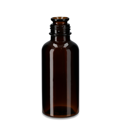Botella de esencia de 125 ml vidrio plato marrón 28 redondo