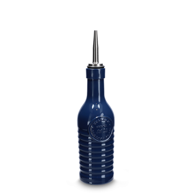 268 ml - oil bottle - glass - blue - including stainless steel pourer