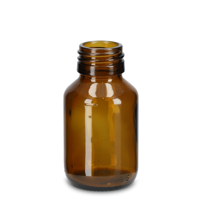 Frasco medicinal de 60 ml vidrio marrón PP 28 redondo