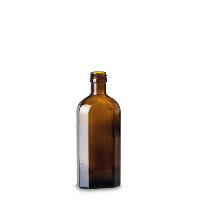 Bottiglia meplat 250 ml vetro marrone PP 28 meplat