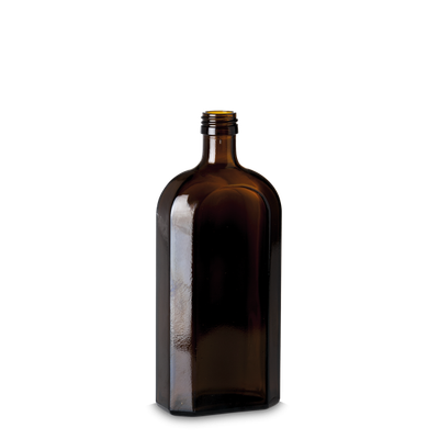 Flacon meplat 500 ml verre marron PP 28 meplat