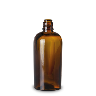 Bottiglia per essenze in vetro marrone da 650 ml piatto 32 tondo