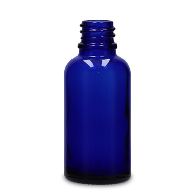Flacon compte-gouttes 30 ml verre transparent - bleu GL 18 rond