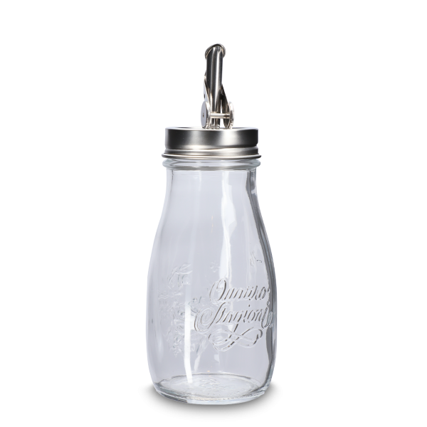 400 ml oil bottle - glass - including stainless steel pourer