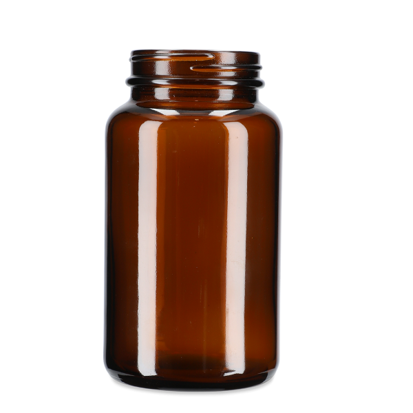 300 ml wide-mouth glass transparent-brown round