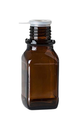 100 ml verre à col étroit verre marron GL 32 carré