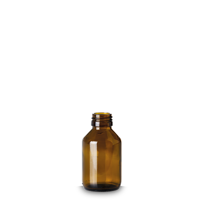 100 ml Medizinflasche Glas braun PP 28 rund