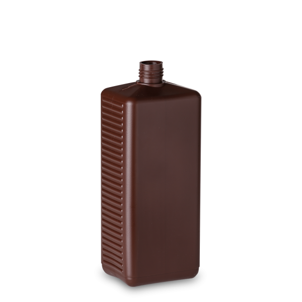 1000 ml square bottle HDPE brown RD 25 rectangular