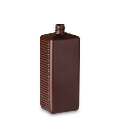 1000 ml square bottle HDPE brown RD 25 rectangular