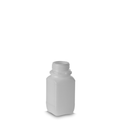 Frasco cuadrado 250 ml HDPE natural OV 45 cuadrado