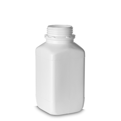 2500 ml Vierkantflasche HDPE weiß OV 80 eckig