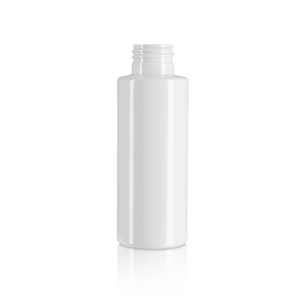 100 ml round bottle rPET white 24/410 cylindrical