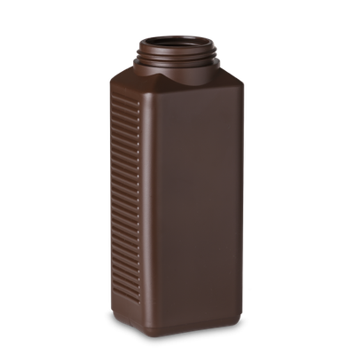 Bottiglia quadrata da 1000 ml HDPE marrone 60 rettangolare