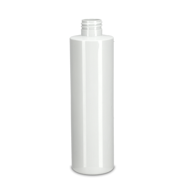 250 ml round bottle rPET white 24/410 cylindrical