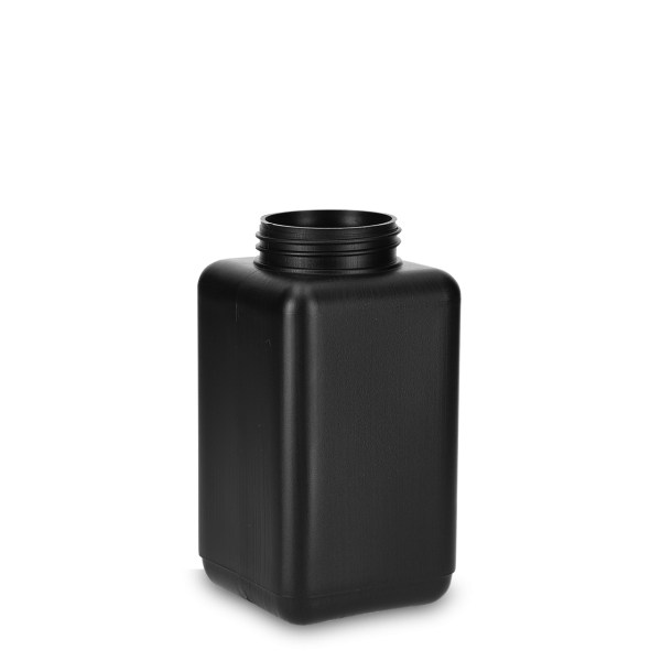 Botella cuadrada 500 ml HDPE negro RD 50 cuadrada