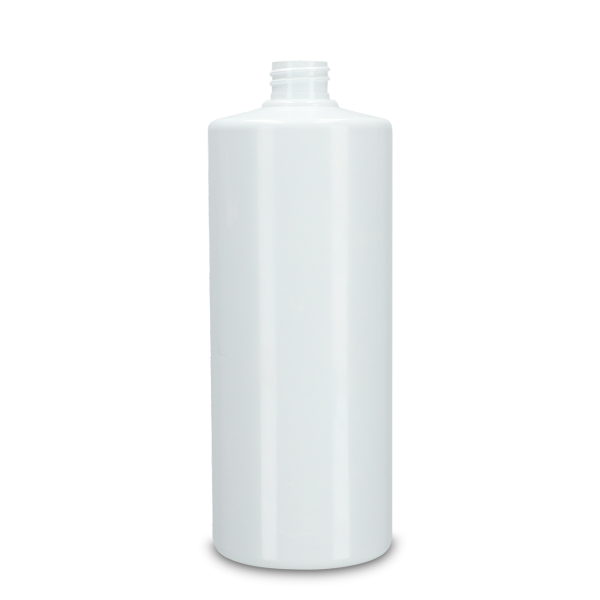 1000 ml round bottle rPET white 28/410 cylindrical