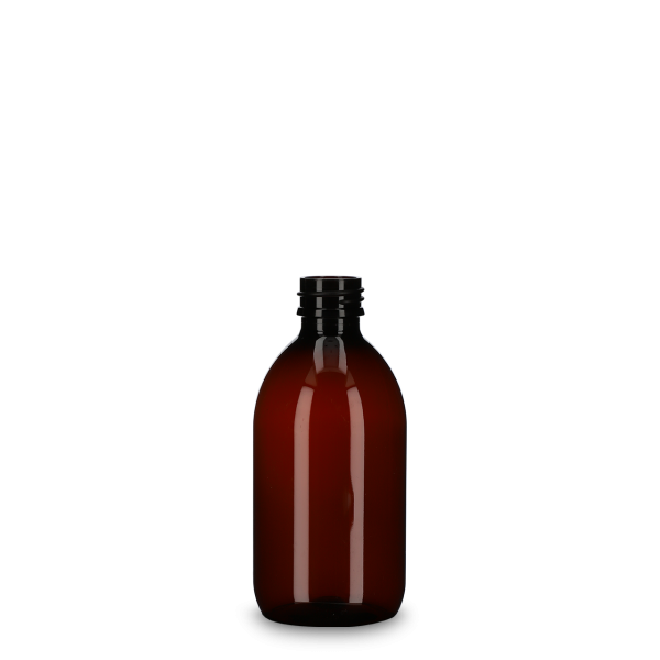 300 ml round bottle PET brown PP 28 round shoulder