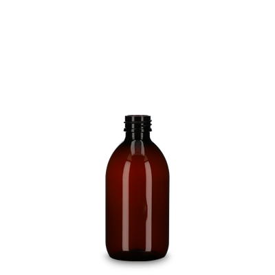 300 ml Rundflasche PET braun PP 28 Rundschulter
