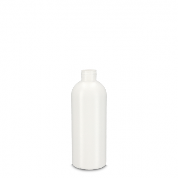 250 ml round bottle HDPE white 24/410 round shoulder