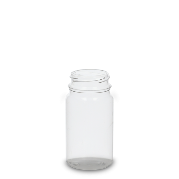 Barattolo in PET da 125 ml PET-G trasparente OV 43 cilindrico