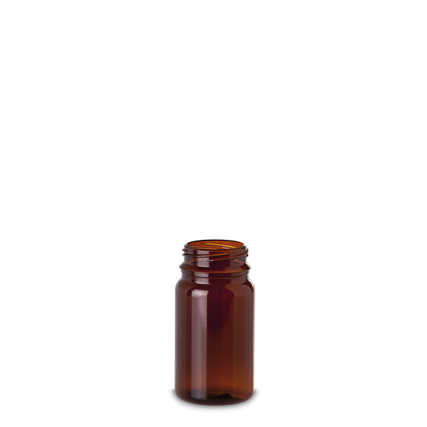 125 ml PET jar PET-G brown RD 43 cylindrical