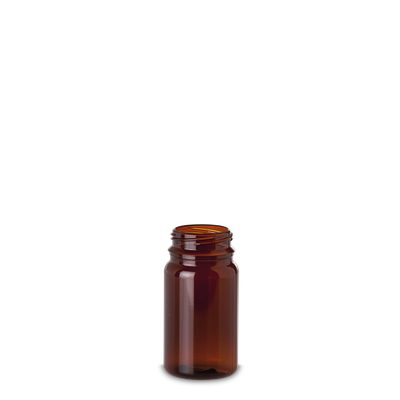 Barattolo in PET da 125 ml PET-G marrone RD 43 cilindrico