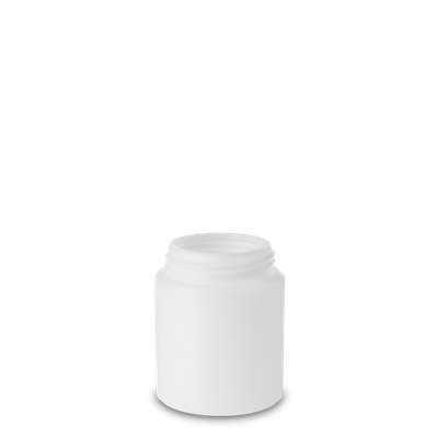 Barattolo da 250 ml con coperchio a vite HDPE naturale RD 60 rotondo