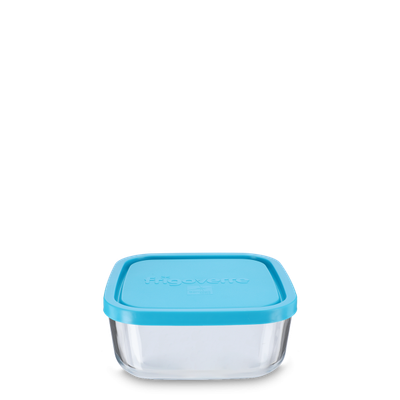 1000 ml food storage container - glass - square - blue lid