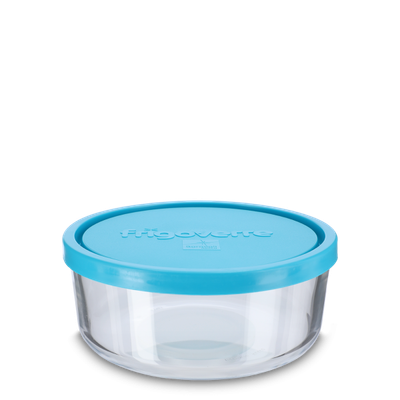 Contenitore per alimenti da 750 ml - vetro - rotondo - coperchio blu