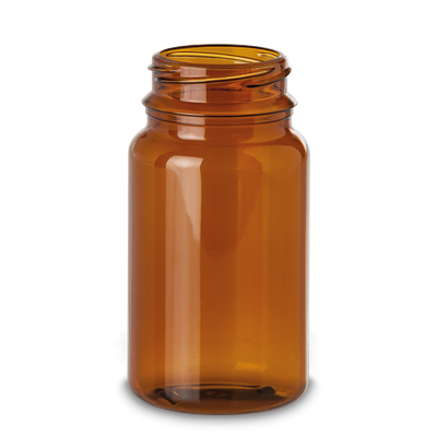 150 ml PET jar PET-G brown RD 43 cylindrical
