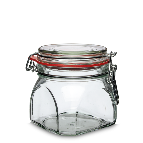 630 ml Drahtbügelglas - eckig - Klarglas