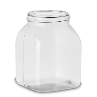 Contenitore da 500 ml con tappo a vite in PVC trasparente RD 65 quadrato