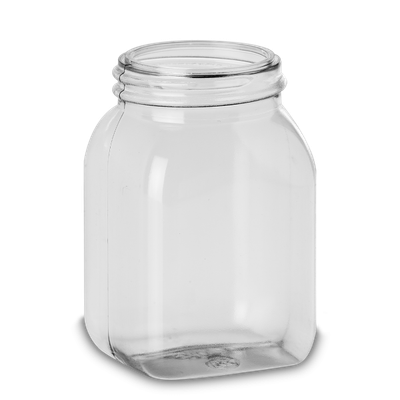 Envase 100 ml tapón de rosca PVC transparente RD 40 cuadrado