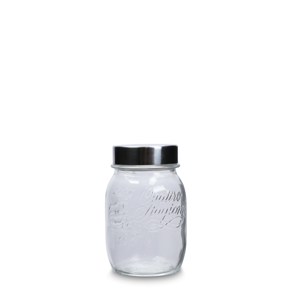 500 ml clear glass jam jar - including stainless steel screw lid